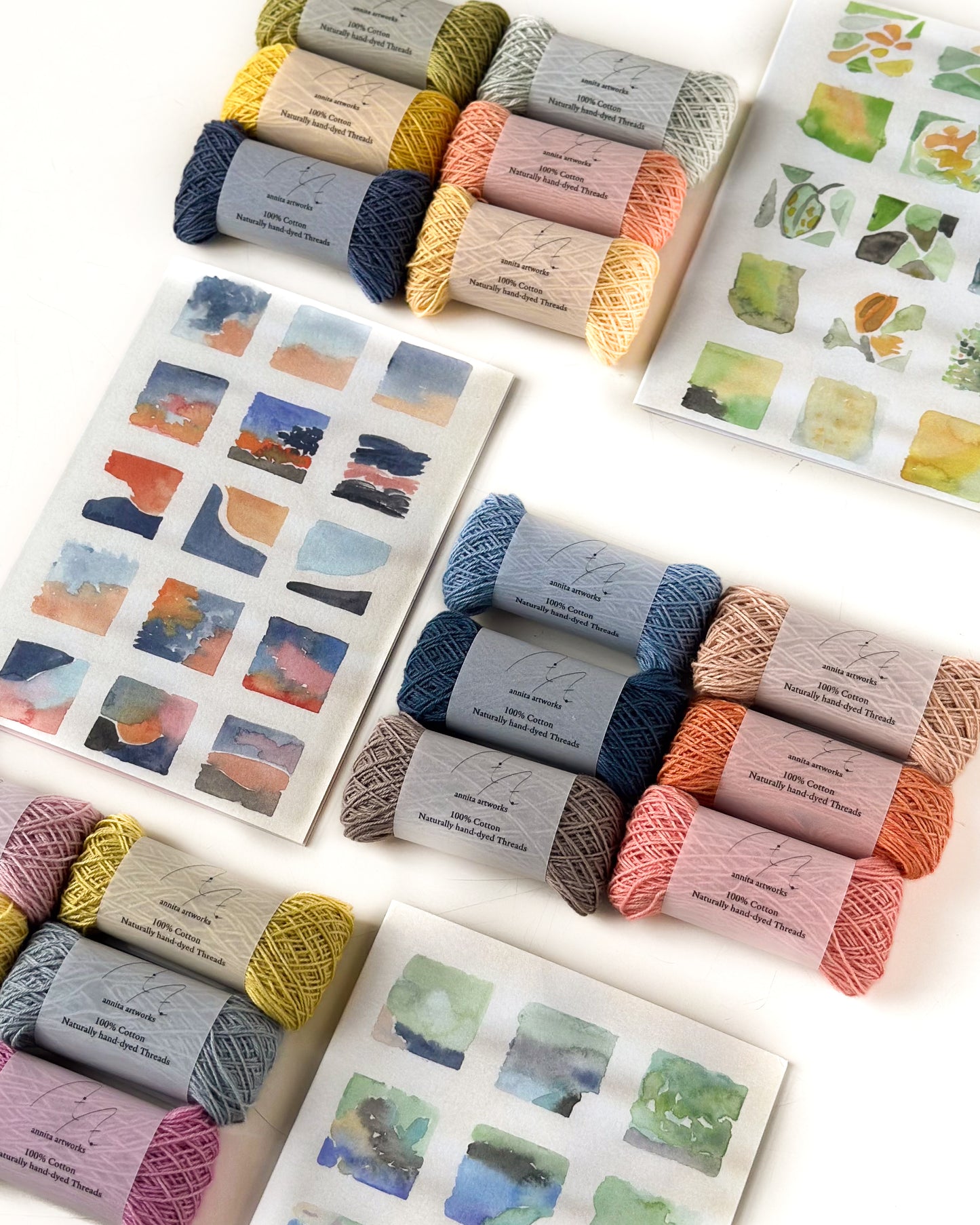 草木染め糸+ポストカードセット Sunset