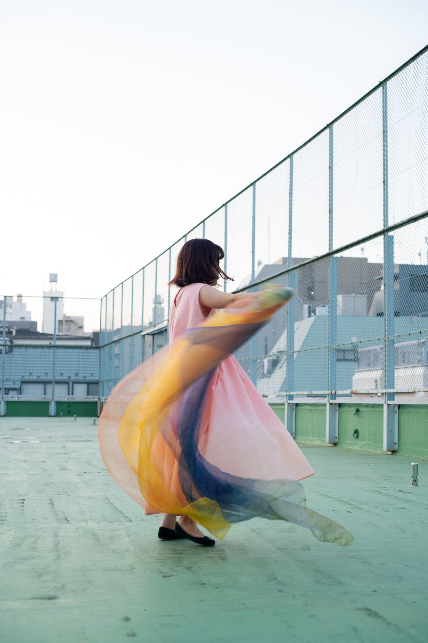 【受注生産】草木染めテントラインワンピース Sunset<夕焼け>