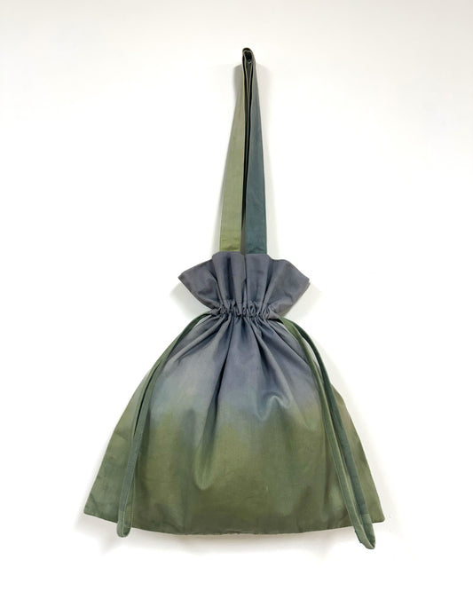 Peacock Blue 草木染め巾着バッグ