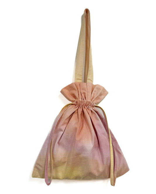 Gerbera 草木染め巾着バッグ