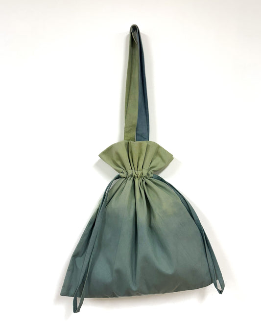 Lime Green 草木染め巾着バッグ