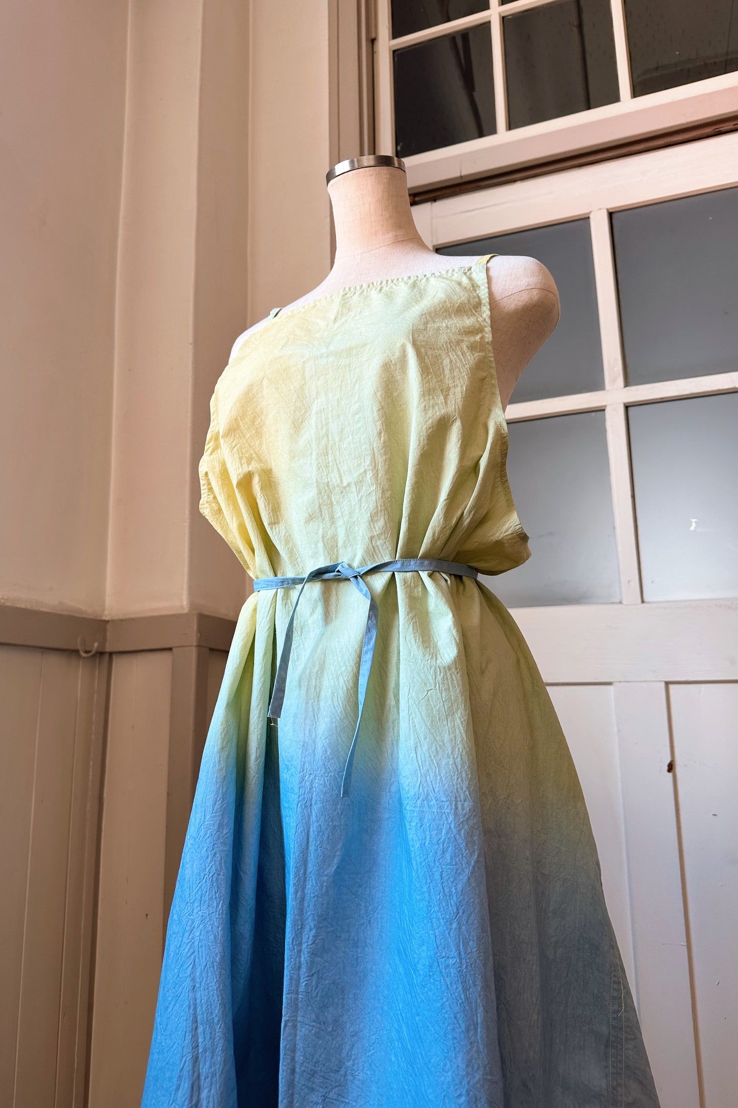 【受注生産】草木染めエプロン　Blue Green