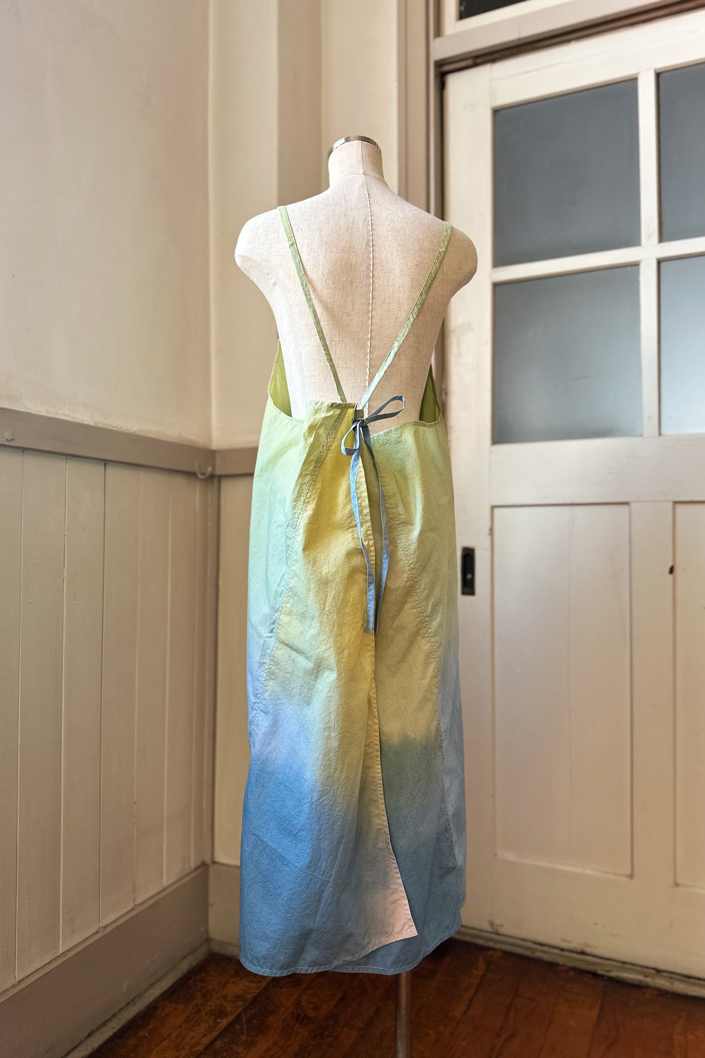 【受注生産】草木染めエプロン　Blue Green