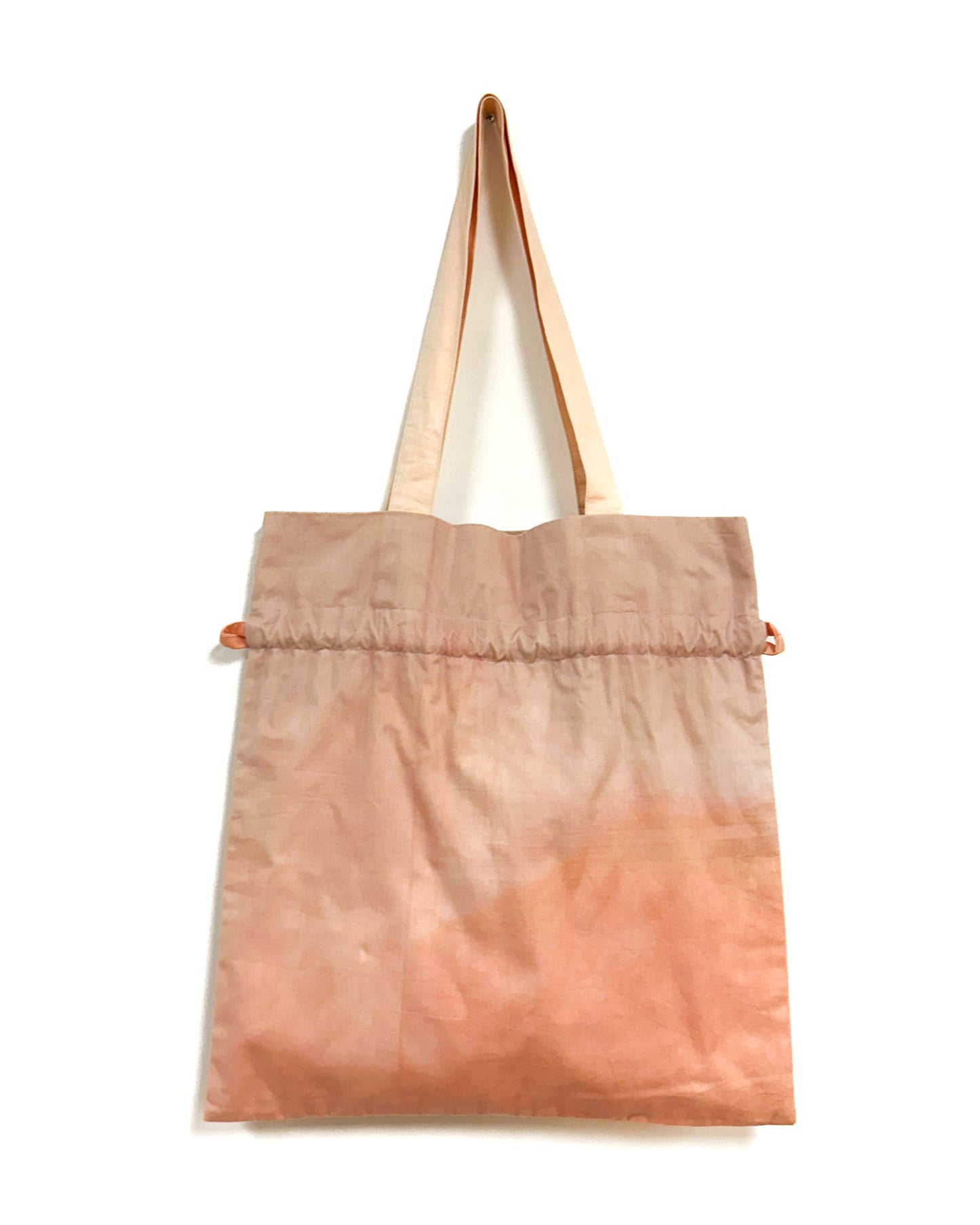 Coral Pink 草木染め巾着バッグ