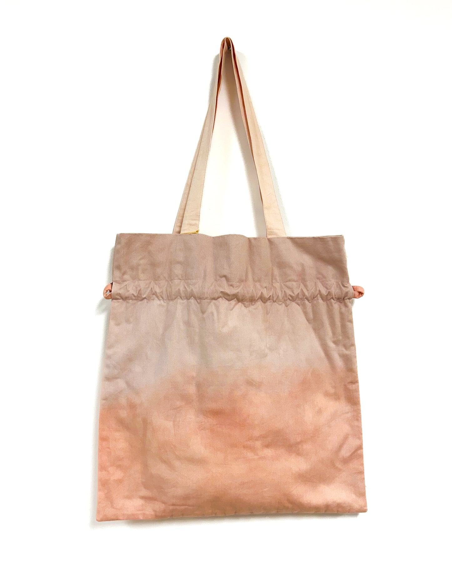 Coral Pink 草木染め巾着バッグ