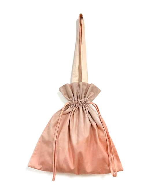 Coral Pink 草木染め巾着バッグ