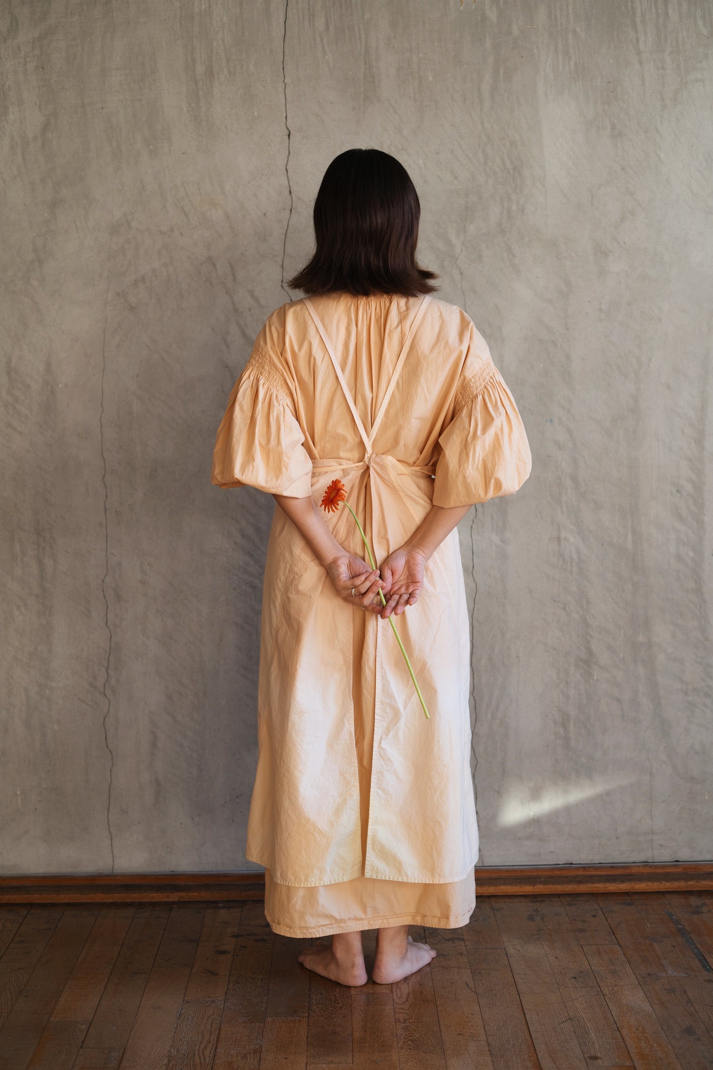 【受注生産】草木染めエプロン　Pink Orange