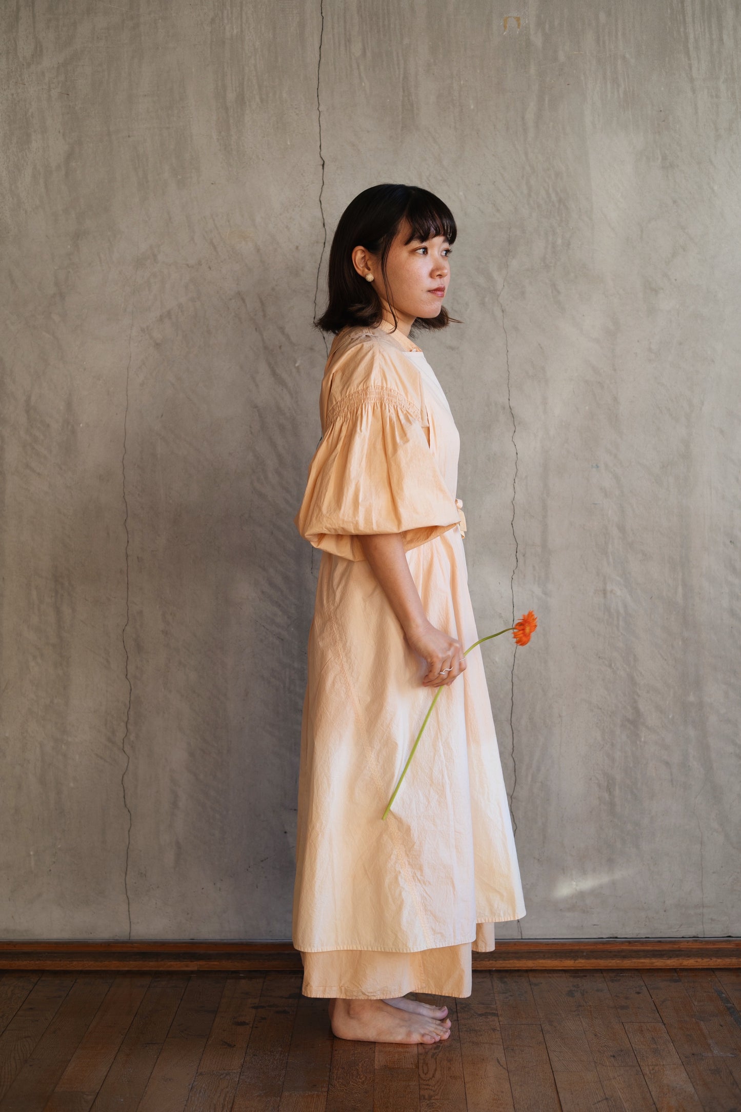 【受注生産】草木染めエプロン　Pink Orange