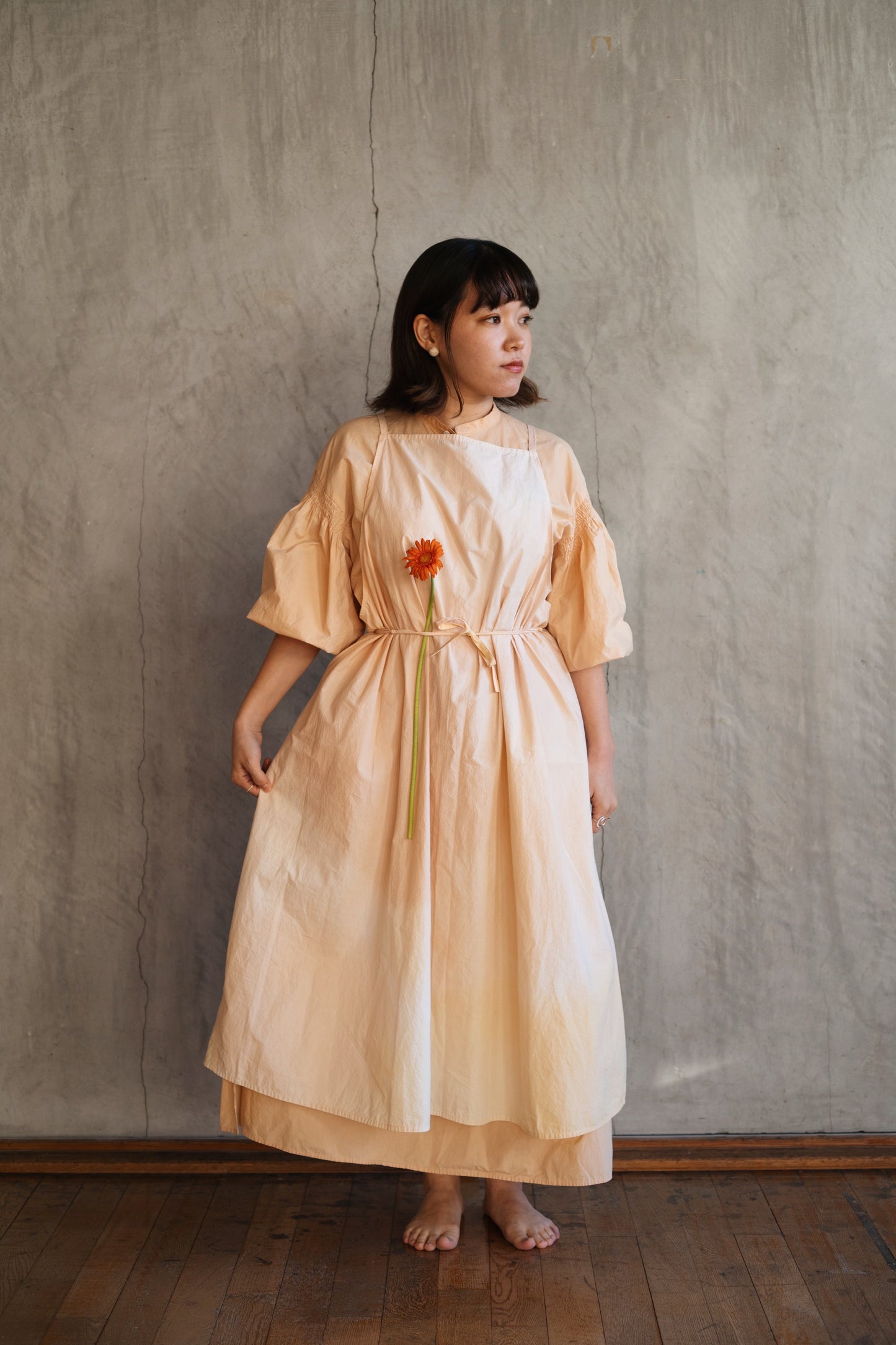 【受注生産】草木染めエプロン　Pink Orange