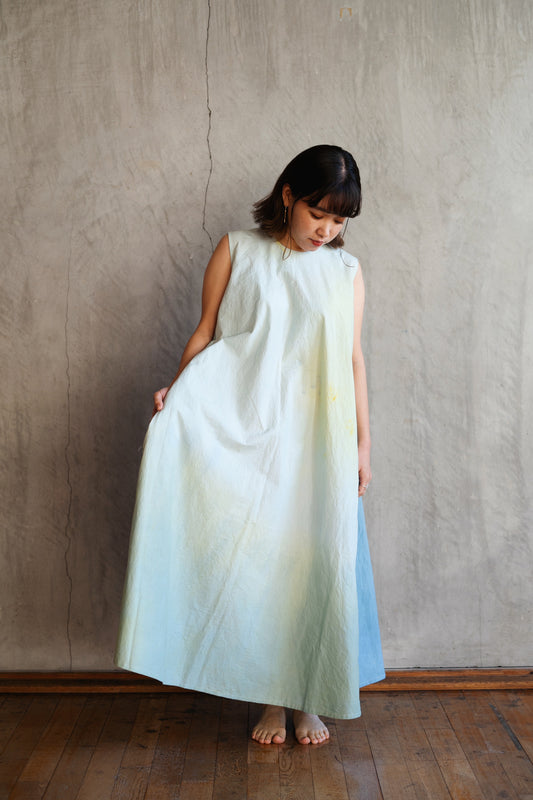 【受注生産】草木染めテントラインワンピース　Sea Breeze＜海風＞