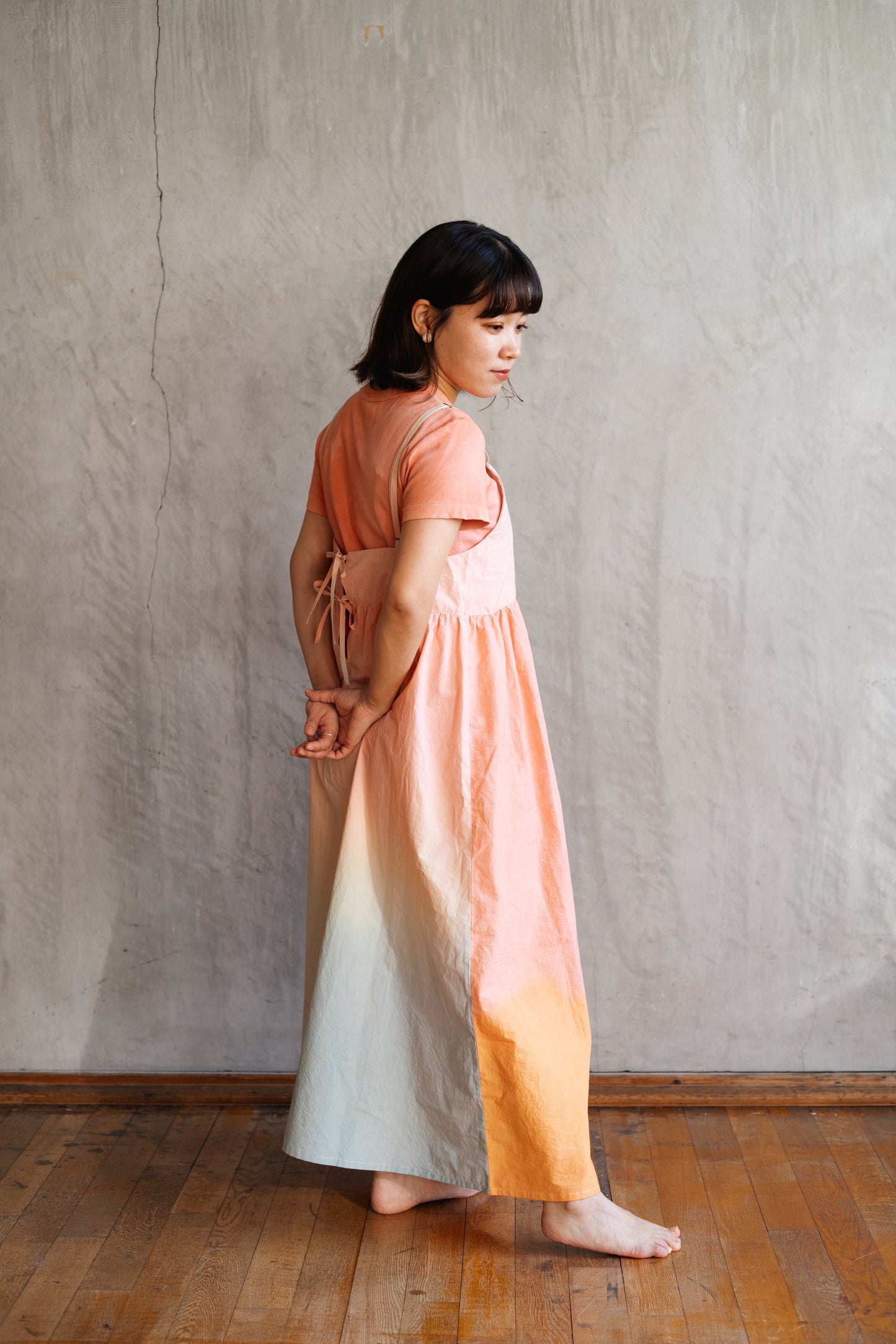 【受注生産】草木染めキャミソールワンピース　Sunrise＜朝焼け＞