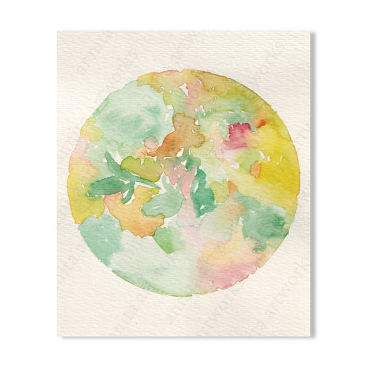 Postcard - Flower moon Green-Pink