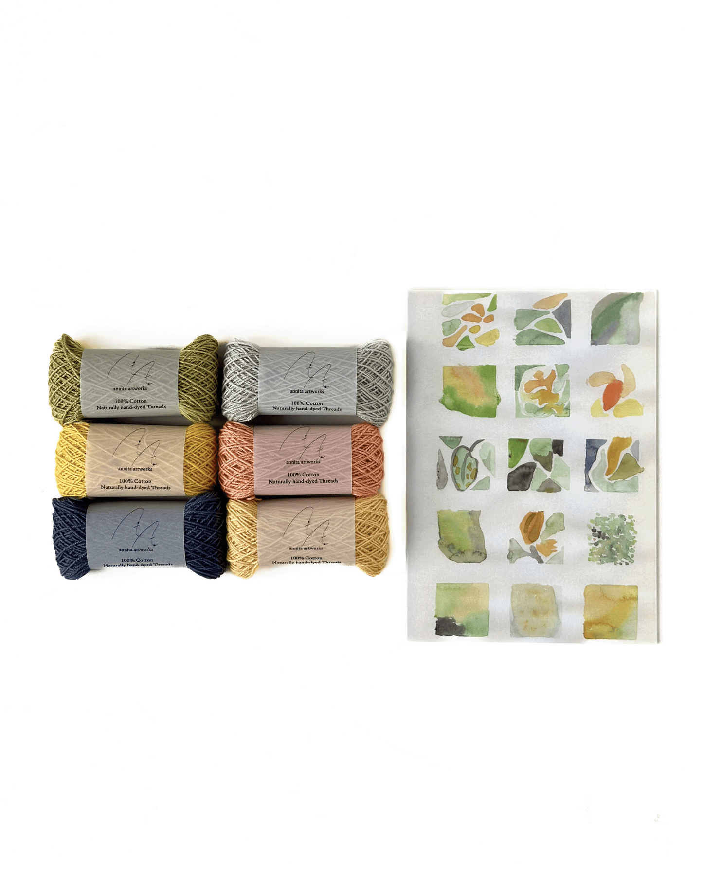 草木染め糸+ポストカードセット Yellow